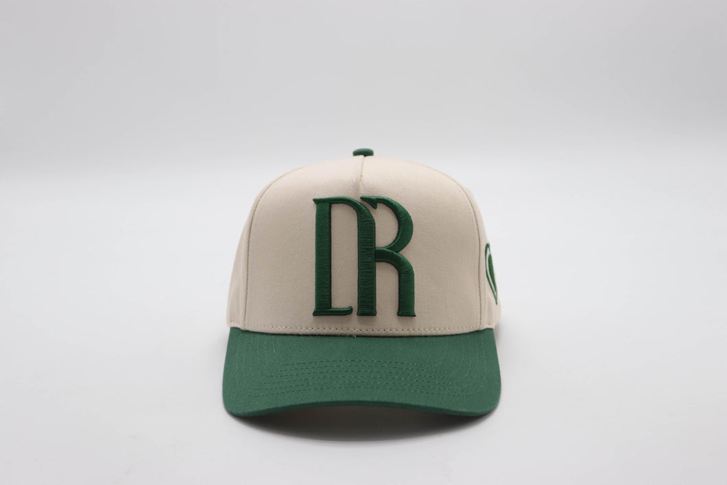 DR MONOGRAM TRUCKER HAT BEIGE/GREEN